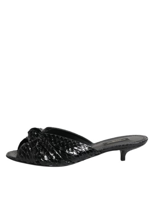 Dolce & Gabbana schwarze Leder Heels Riemchensandalen Schuhe - Image 6