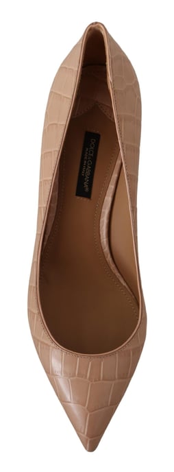 Dolce & Gabbana Beige Leder Spitzenabsatz Pumps Schuhe - Image 6