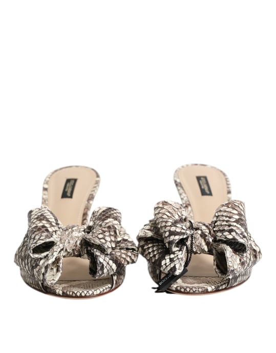 Dolce & Gabbana Mehrfarbige Keira Schleifen Leder Peeptoe Mules Schuhe - Image 2