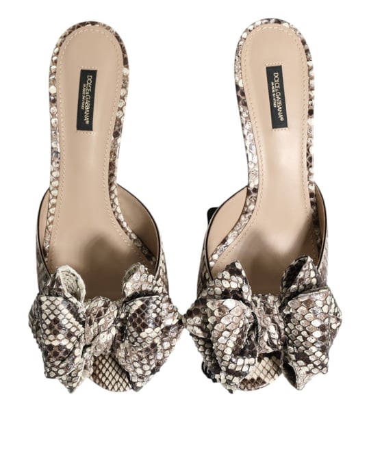 Dolce & Gabbana Mehrfarbige Keira Schleifen Leder Peeptoe Mules Schuhe - Image 3