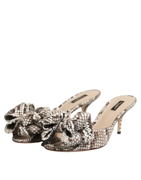 Dolce & Gabbana Mehrfarbige Keira Schleifen Leder Peeptoe Mules Schuhe - Image 4