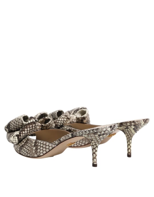 Dolce & Gabbana Mehrfarbige Keira Schleifen Leder Peeptoe Mules Schuhe - Image 5