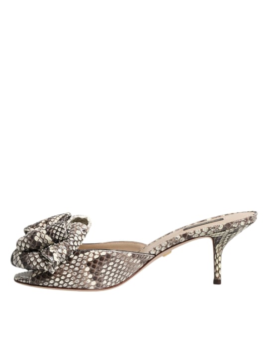 Dolce & Gabbana Mehrfarbige Keira Schleifen Leder Peeptoe Mules Schuhe - Image 6