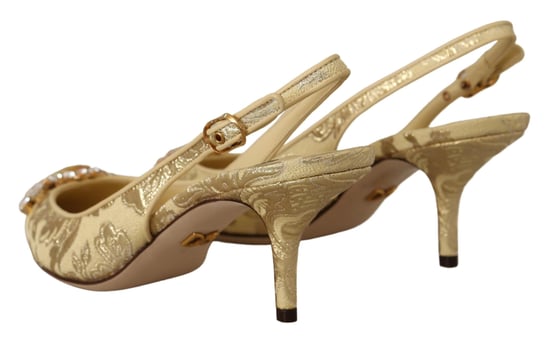 Dolce & Gabbana Gold Crystal Slingbacks Pumps Absatzschuhe - Image 2