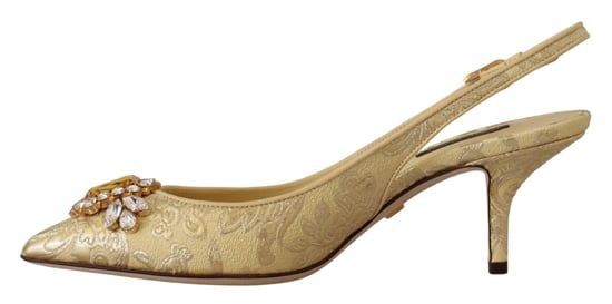 Dolce & Gabbana Gold Crystal Slingbacks Pumps Absatzschuhe - Image 3