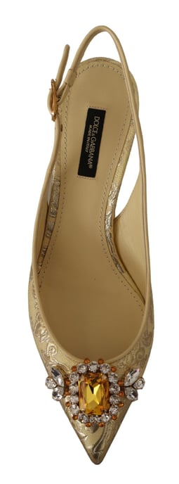 Dolce & Gabbana Gold Crystal Slingbacks Pumps Absatzschuhe - Image 5