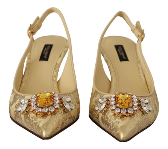 Dolce & Gabbana Gold Crystal Slingbacks Pumps Absatzschuhe - Image 6