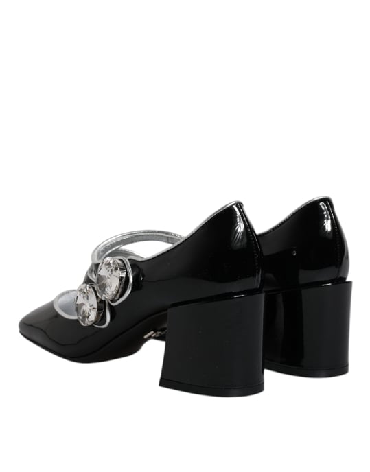 Dolce & Gabbana Schwarze Patentreifen Kristall-Mary-Jane-Pumps Schuhe - Image 5