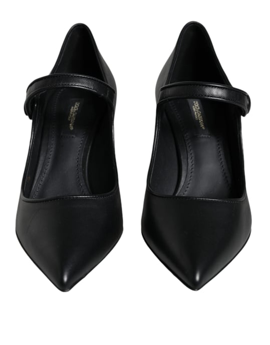 Dolce & Gabbana Schwarze Lederlogo Mary Jane Pumps Schuhe - Image 2