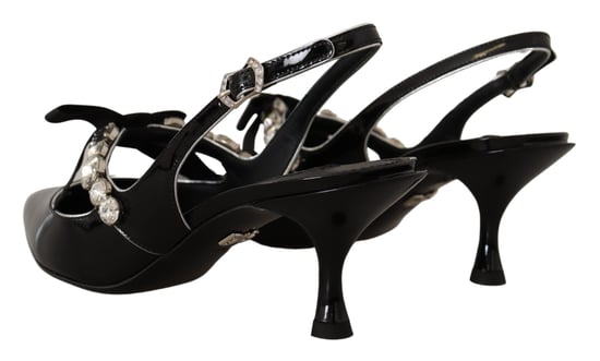 Dolce & Gabbana Schwarze Patentleder Kristall Slingback Schuhe - Image 2