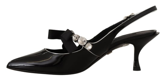 Dolce & Gabbana Schwarze Patentleder Kristall Slingback Schuhe - Image 3
