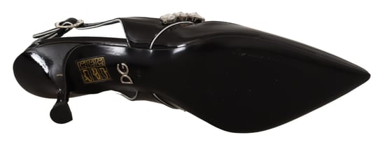 Dolce & Gabbana Schwarze Patentleder Kristall Slingback Schuhe - Image 4