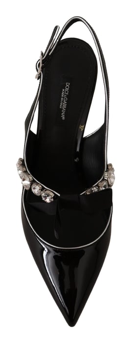 Dolce & Gabbana Schwarze Patentleder Kristall Slingback Schuhe - Image 5