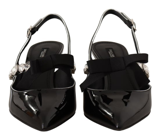 Dolce & Gabbana Schwarze Patentleder Kristall Slingback Schuhe - Image 6