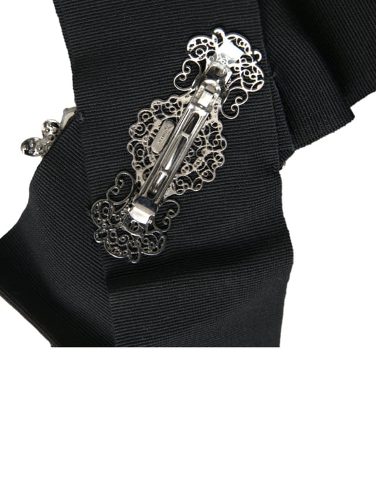 Dolce & Gabbana Schwarze Swarovski-Kristall-Verzierte Haarklammer - Image 4