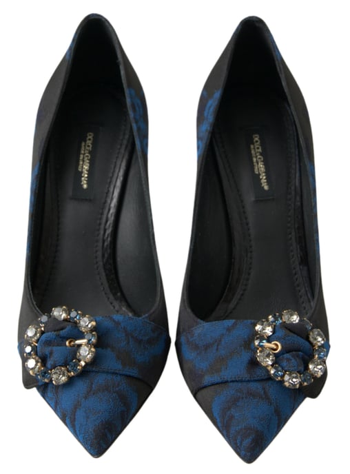Dolce & Gabbana Blaue Blumige Ayers Kristall Pumps Schuhe - Image 3