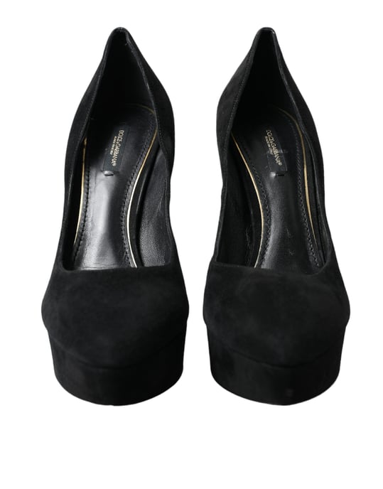 Dolce & Gabbana Schwarze Wildleder Plattform Absatzpumps Schuhe - Image 2