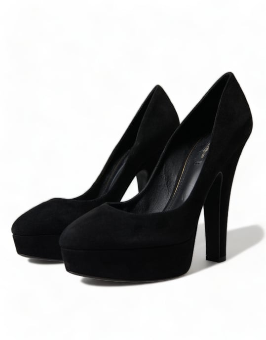 Dolce & Gabbana Schwarze Wildleder Plattform Absatzpumps Schuhe - Image 3