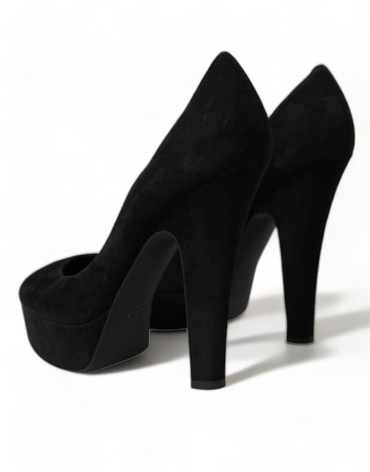 Dolce & Gabbana Schwarze Wildleder Plattform Absatzpumps Schuhe - Image 4