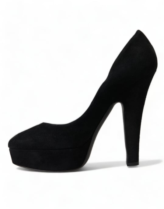 Dolce & Gabbana Schwarze Wildleder Plattform Absatzpumps Schuhe - Image 5