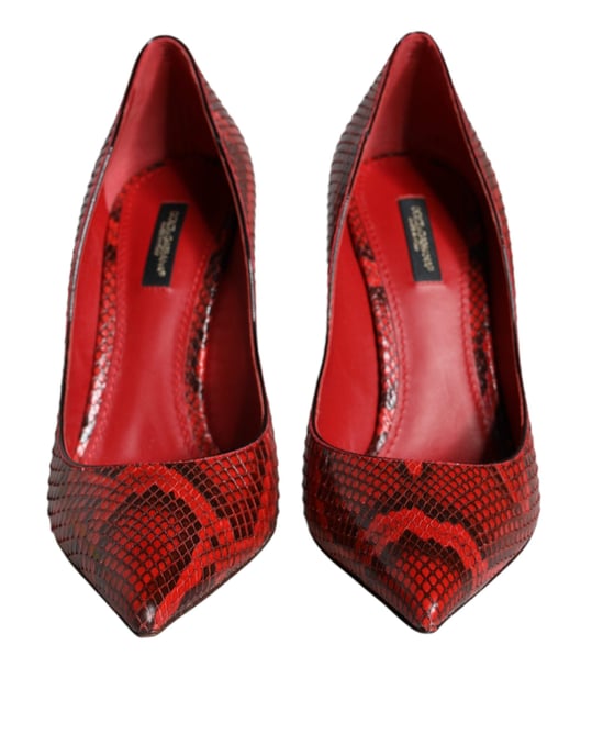 Dolce & Gabbana Rote Leder Stiletto High Heels Pumps Schuhe - Image 2