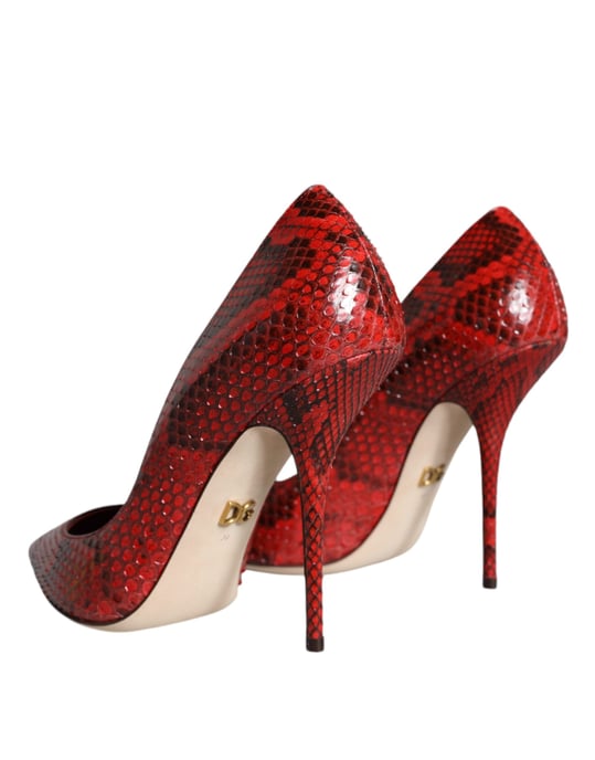 Dolce & Gabbana Rote Leder Stiletto High Heels Pumps Schuhe - Image 4