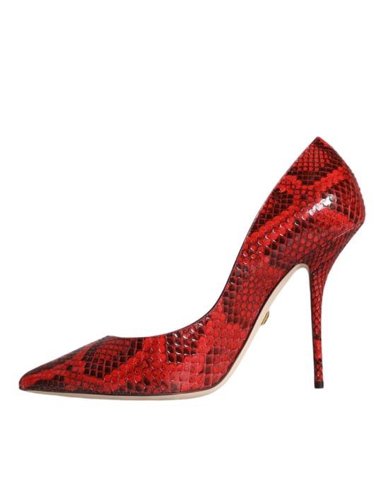 Dolce & Gabbana Rote Leder Stiletto High Heels Pumps Schuhe - Image 5
