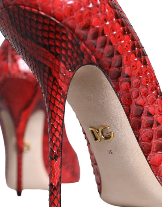 Dolce & Gabbana Rote Leder Stiletto High Heels Pumps Schuhe - Image 6