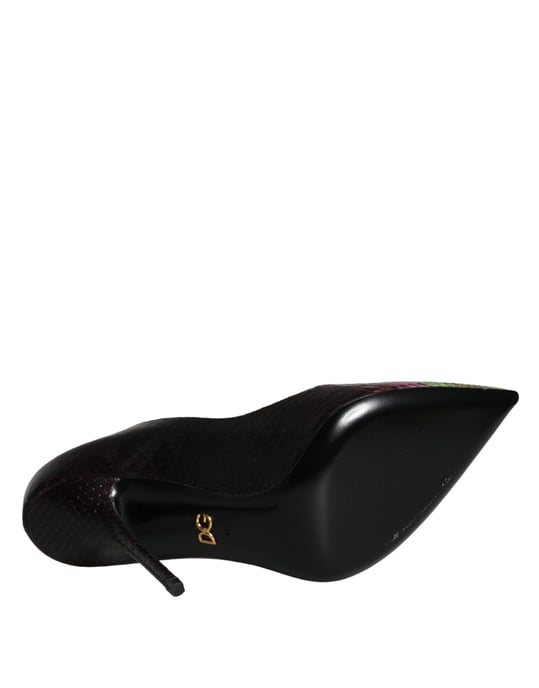 Dolce & Gabbana Mehrfarbige Exotische Leder Absatzschuhe - Image 6