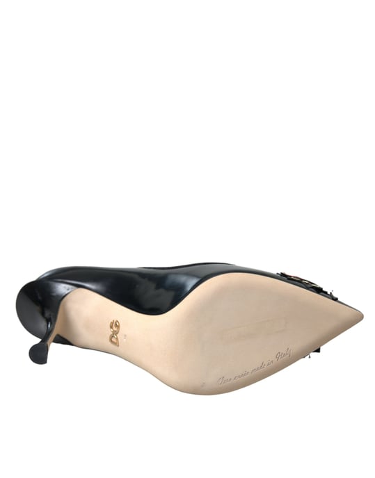 Dolce & Gabbana Schwarze Leder WOW Patch Absatzpumps - Image 6