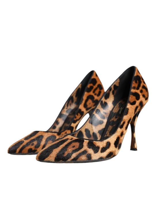 Dolce & Gabbana Braune Leoparden-Haarleder-Pumps - Image 3