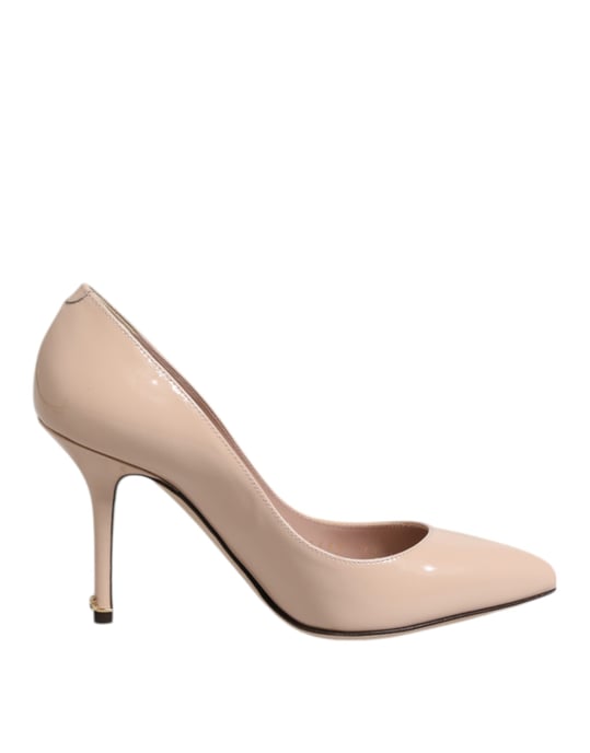 Dolce & Gabbana Beige Lackleder Stiletto-Absatz Pumps Schuhe - Image 1