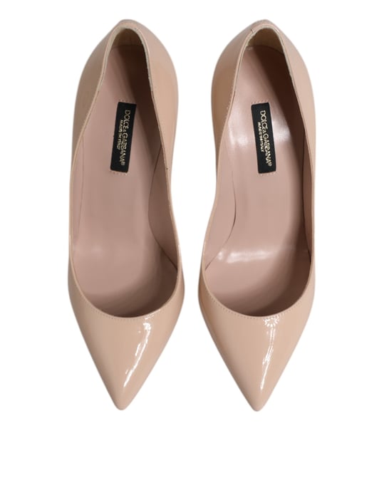 Dolce & Gabbana Beige Lackleder Stiletto-Absatz Pumps Schuhe - Image 3