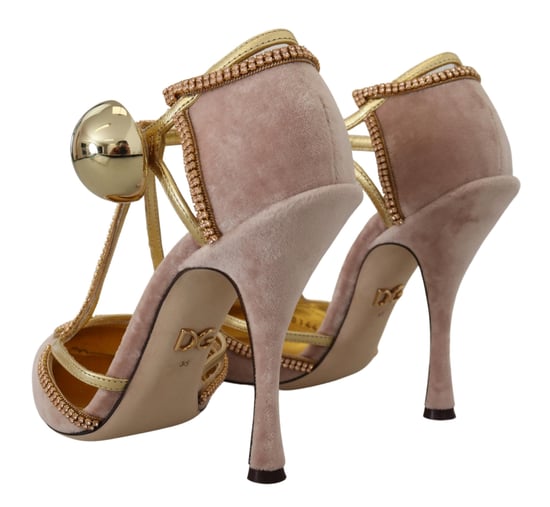 Dolce & Gabbana Pink Crystal T-Riemchenabsatzschuhe - Image 4