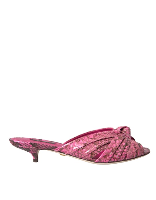 Dolce & Gabbana Pink Exotic Leather Kitten Heels Slides Schuhe - Image 1