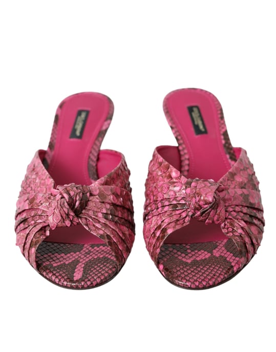 Dolce & Gabbana Pink Exotic Leather Kitten Heels Slides Schuhe - Image 2