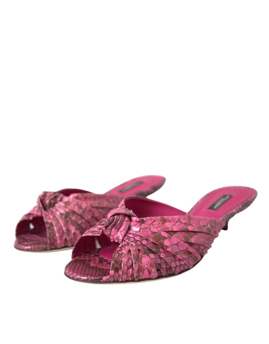 Dolce & Gabbana Pink Exotic Leather Kitten Heels Slides Schuhe - Image 3