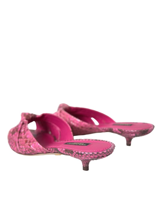Dolce & Gabbana Pink Exotic Leather Kitten Heels Slides Schuhe - Image 4