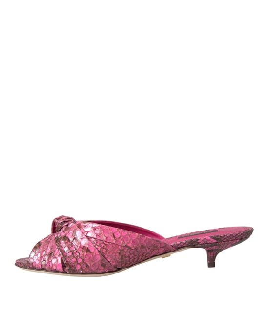 Dolce & Gabbana Pink Exotic Leather Kitten Heels Slides Schuhe - Image 5