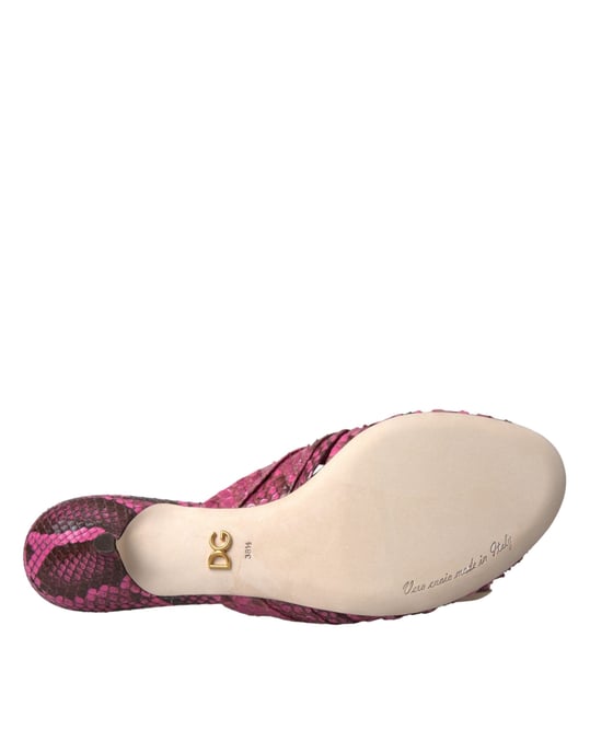 Dolce & Gabbana Pink Exotic Leather Kitten Heels Slides Schuhe - Image 6