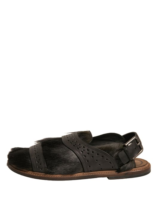 Dolce & Gabbana Grüne Gazelle Haarlederflats Sandalen Schuhe - Image 6