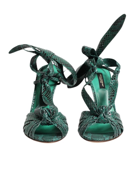 Dolce & Gabbana Grüne Pythonleder Absatzsandalen Schuhe - Image 2