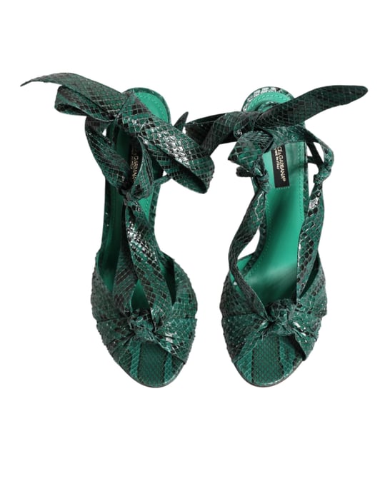 Dolce & Gabbana Grüne Pythonleder Absatzsandalen Schuhe - Image 3