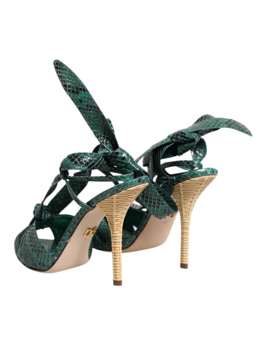 Dolce & Gabbana Grüne Pythonleder Absatzsandalen Schuhe - Image 5