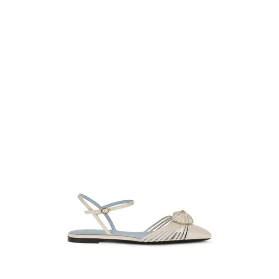 Valentino Garavani Beigefarbenes Kalbsleder Bos Taurus Flachsandalen - Image 1