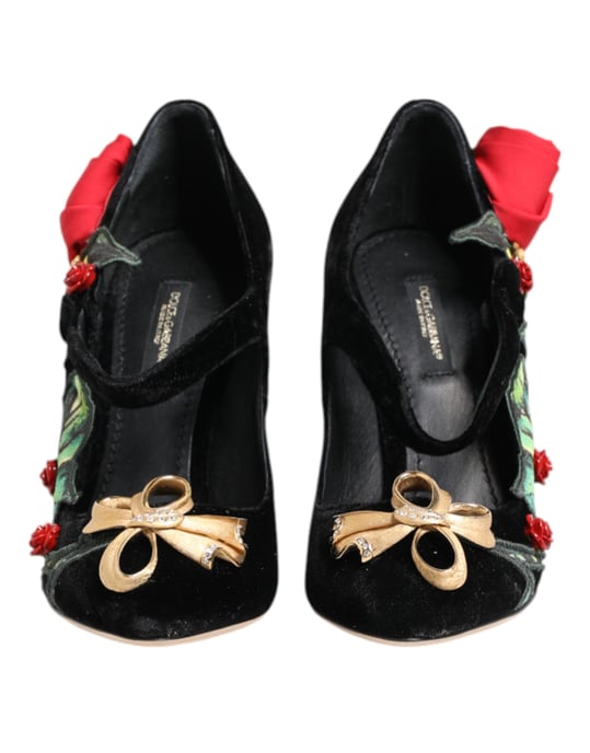 Dolce & Gabbana Schwarze Rosen Kristallbrosche für Mary-Jane-Schuhe - Schwarz - Image 3