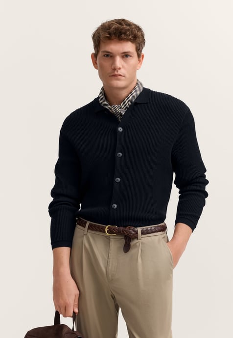 Bugatti Herren Strickjacke geknöpft mit Polokragen - Image 1