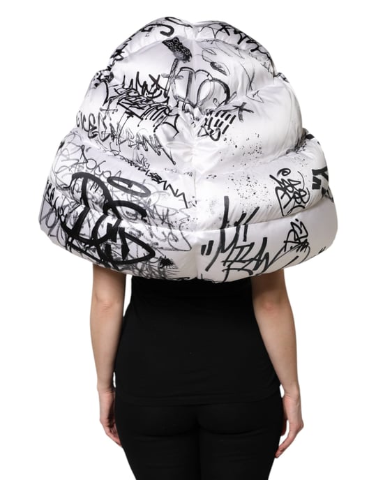 Dolce & Gabbana Weißer Polyester Bedruckter Kapuzenquilt-Hut - Image 4