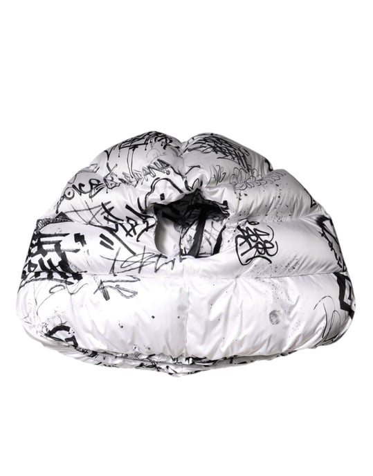 Dolce & Gabbana Weißer Polyester Bedruckter Kapuzenquilt-Hut - Image 6