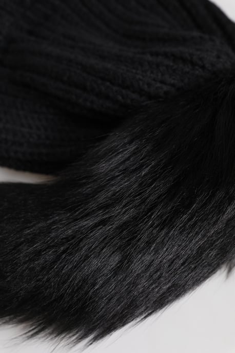 Dolce & Gabbana Schwarze Acrylstrickmütze mit Kunstfell für den Winter - Image 5